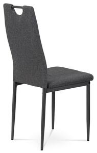 Jídelní židle, potah šedá látka, kovová čtyřnohá podnož, antracitový matný lak DCL-391 GREY2