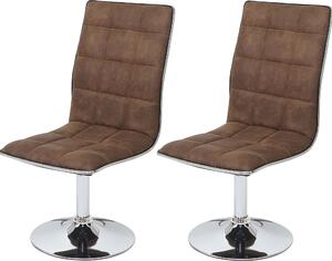 Sada 2 jídelních židlí HWC-C41, kuchyňská židle, výškově nastavitelná otočná, látka/textil vintage hnědá
