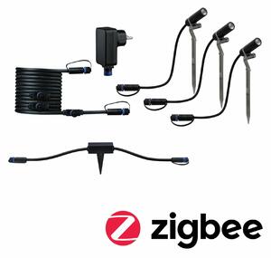 PAULMANN Plug & Shine set Smart Home Zigbee 3.0 LED bodové zahradní světlo Plantini IP65 3000K 3x2W 21VA antracit