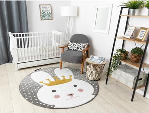 Dětský kusový koberec Petit Bunny grey kulatý 140x140 cm