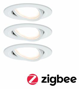 PAULMANN Smart Home Zigbee set Smart Home Zigbee 3.0 vestavné svítidlo Nova Coin + Zigbee Cephei výklopné kruhové 84mm 50° Coin 3x6W 230V 2700K bílá mat