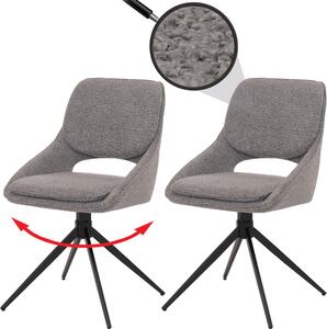 Sada 2 jídelních židlí HWC-N73, kuchyňská židle, otočná s automatickým návratem, tkanina/textil boucle (540 g/m²) Oeko-Tex šedá
