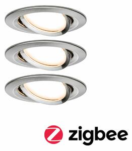 PAULMANN Smart Home Zigbee set Smart Home Zigbee 3.0 vestavné svítidlo Nova Coin + Zigbee Cephei výklopné kruhové 84mm 50° Coin 3x6W 230V 2700K kov kartáčovaný