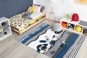 Dětský kusový koberec Petit Farm animals blue 140x190 cm
