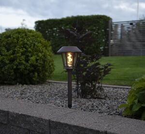 Hnědé venkovní solární LED svítidlo Star Trading Fergus, výška 35 cm