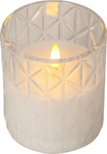 Bílá LED vosková svíčka ve skle Star Trading Flamme Romb, výška 10 cm
