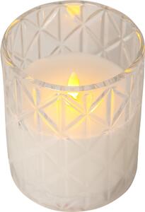 Bílá LED vosková svíčka ve skle Star Trading Flamme Romb, výška 12,5 cm