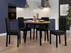 Jídelní stůl se 4 židlemi AL081, Barva dřeva: bílá-L, Potah: Hygge D20, Barvy nožiček: černá Mirjan24 5903211266058