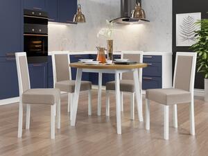 Jídelní stůl se 4 židlemi AL081, Barva dřeva: bílá-L, Potah: 25x - Paros 2, Barvy nožiček: Sonoma Mirjan24 5903211235948