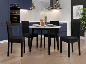 Jídelní stůl se 4 židlemi AL081, Barva dřeva: bílá-L, Potah: Hygge D20, Barvy nožiček: černá Mirjan24 5903211266058