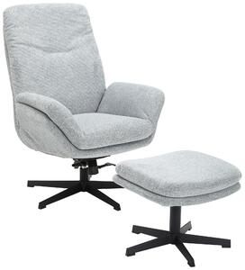RELAXAČNÍ KŘESLO S TABURETEM, kov, textil, šedá Carryhome - Křesla klasická, Online Only