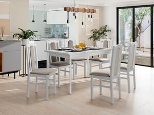 Rozkládací jídelní stůl se 6 židlemi AL08, Barva dřeva: bílá-L, Potah: 26x - Kronos 22 Mirjan24 5903211237829