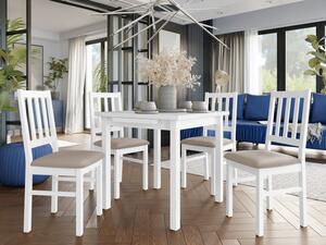 Rozkládací jídelní stůl se 4 židlemi AL08, Barva dřeva: bílá-L, Potah: Kronos 7 Mirjan24 5903211238024