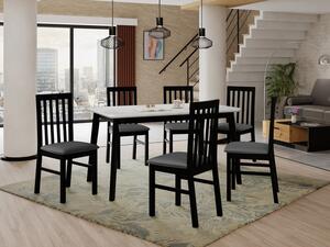 Rozkládací jídelní stůl se 6 židlemi AL16, Barva dřeva: bílá, Potah: Hygge D20, Barvy nožiček: Sonoma Mirjan24 5903211271298