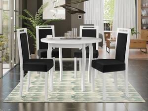 Jídelní stůl se 4 židlemi AL18, Barva dřeva: bílá, Potah: 26x - Kronos 22 Mirjan24 5903211240836