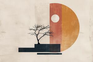 Obraz japandi strom s abstraktními prvky