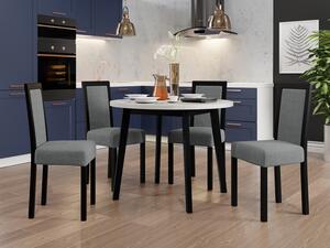 Jídelní stůl se 4 židlemi AL081, Barva dřeva: bílá-L, Potah: Hygge D91, Barvy nožiček: černá Mirjan24 5903211266218