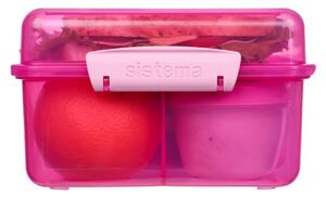 Sistema Box na oběd Lunch Cube Max se 4 oddíly a kelímkem na jogurt 2l Barva: růžová
