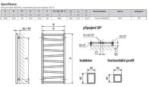 House Level Zet HLZE1090050MCSP Radiátor kombinovaný, 50x109,6cm, metalická černá