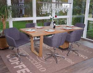 Sada 6 jídelních židlí HWC-A74, otočná židle lounge chair, výškově nastavitelná Textil, šedý
