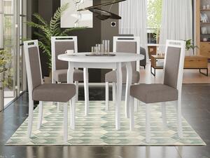Jídelní stůl se 4 židlemi AL18, Barva dřeva: bílá, Potah: 25x - Paros 2 Mirjan24 5903211240850