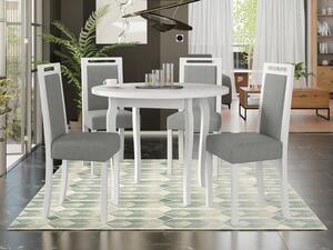 Jídelní stůl se 4 židlemi AL18, Barva dřeva: bílá, Potah: Kronos 7 Mirjan24 5903211240775