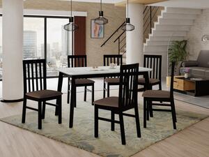 Rozkládací jídelní stůl se 6 židlemi AL16, Barva dřeva: bílá, Potah: 26x - Kronos 22, Barvy nožiček: Sonoma Mirjan24 5903211271359
