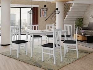 Rozkládací jídelní stůl se 6 židlemi AL16, Barva dřeva: bílá, Potah: Kronos 7, Barvy nožiček: Bíla Mirjan24 5903211271243