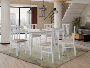 Rozkládací jídelní stůl se 6 židlemi AL16, Barva dřeva: bílá, Potah: 26x - Kronos 22, Barvy nožiček: Sonoma Mirjan24 5903211271359