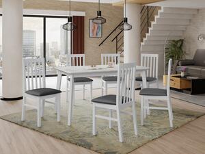 Rozkládací jídelní stůl se 6 židlemi AL16, Barva dřeva: bílá, Potah: Hygge D20, Barvy nožiček: Sonoma Mirjan24 5903211271298