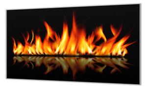 Ochranná deska plameny ohně - 50x70cm / S lepením na zeď
