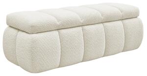-25 % Dny MOMENTI– Bobochic Paris Bílá bouclé lavice Denali 144 cm s úložným prostorem
