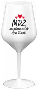 MEZINÁRODNÍ DEN ŽÍZNĚ - bílá nerozbitná sklenička na víno 470 ml