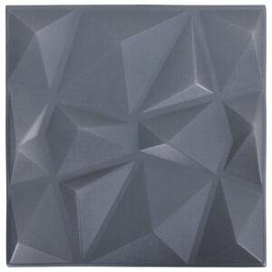 3D nástěnné panely 48 ks 50 x 50 cm diamant šedé 12 m²