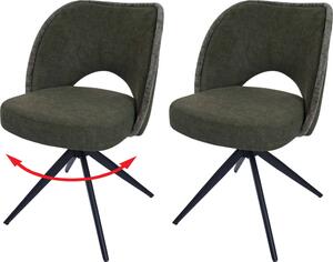 Sada 2 jídelních židlí HWC-N72, čalouněná kuchyňská židle, otočná, tkanina/textil (420 g/m²) Oeko-Tex zelená
