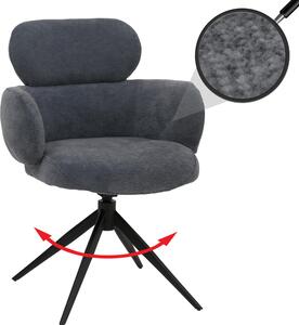 Jídelní židle HWC-O77, kuchyňská židle čalouněná židle, otočná s automatickým návratem, látka (310g/m²) žinylka Oeko-Tex šedomodrá
