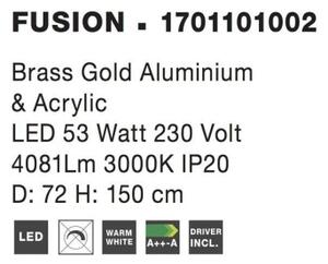 Závěsné LED svítidlo NOVA LUCE FUSION 53W 3000K zlatá barva 1701101002