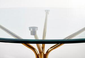 Stůl Rondo zlatý / průhledné sklo Halmar