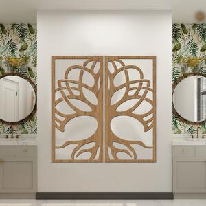 Dřevo života | 2 dílný dřevěný obraz stromu Kelt | Barva: Horský dub | Rozměry (cm): 38x80