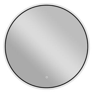 CERANO - Koupelnové LED zrcadlo Velo, kovový rám - černá matná - Ø 80 cm