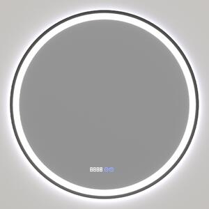 CERANO - Koupelnové LED zrcadlo Rivo, kovový rám - černá matná - Ø 60 cm
