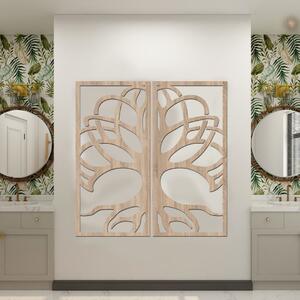Dřevo života | 2 dílný dřevěný obraz stromu Kelt | Barva: Světlý dub | Rozměry (cm): 154x160
