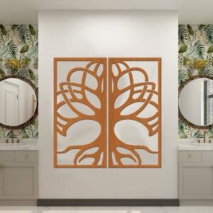 Dřevo života | 2 dílný dřevěný obraz stromu Kelt | Barva: Horský dub | Rozměry (cm): 96x100