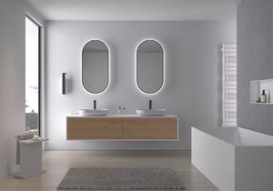 CERANO - Koupelnové LED zrcadlo Valto, kovový rám - černá matná - 40x60 cm