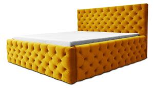 Čalouněná postel CHESTERFIELD žlutá, 140x200 cm