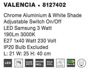 Nástěnné svítidlo NOVA LUCE VALENCIA E27 + LED na čtení 3000K 8127402 bez žárovky