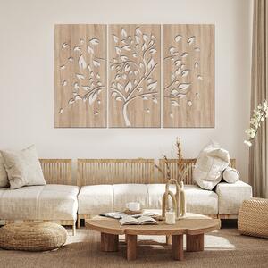 Dřevo života | 3 dílný dřevěný strom PODZIM | Barva: Bílá | Rozměry (cm): 120x80