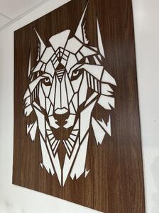 Dřevo života | Dřevěný obraz vlka GEOMETRY | Rozměry (cm): 20x28 | Barva: Bílá