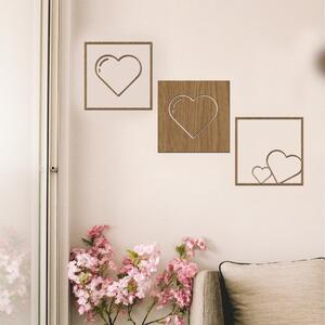 Dřevo života | 3dílná kolekce dřevěných srdcí na zeď | Barva: Bílá | Rozměry (cm): 20x20