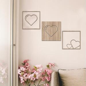 Dřevo života | 3dílná kolekce dřevěných srdcí na zeď | Barva: Ořech | Rozměry (cm): 20x20